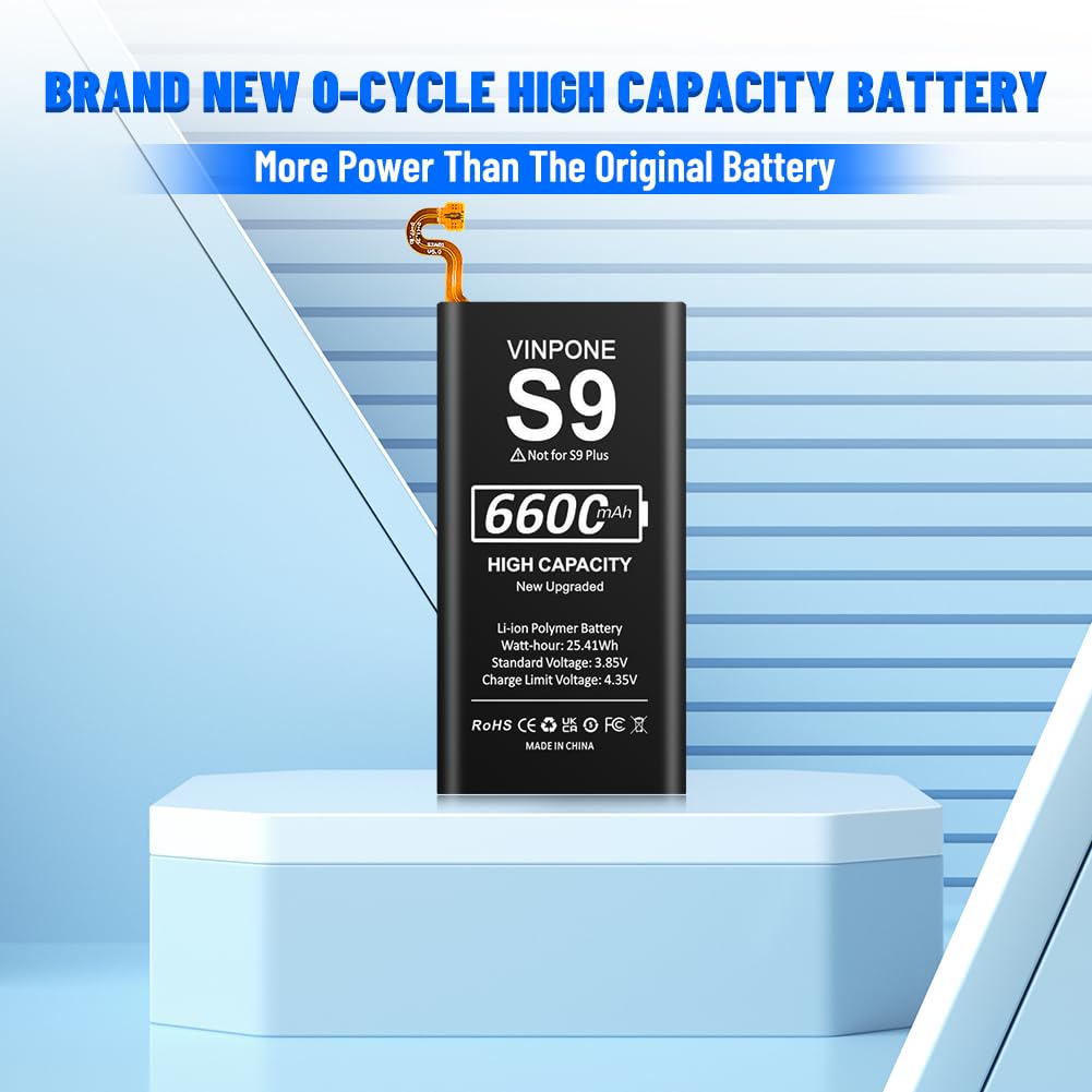 Galaxy S9 Battery, Upgraded 6600mAh Li-ion Replacement Battery for Samsung Galaxy S9 EB-BG960 EB-BG960ABA G960U G960F G960W with Repair Screwdriver Kit Tools