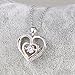 Caperci Diamond Accent Double Heart Pendant Necklace in Sterling Silver and White Cubic Zirconia, 18