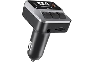 SYENGKKY Bluetooth 5.3 FM Transmitter for Car, Bluetooth Car Adapter with Dual Type-C PD(30W) Charger Port and QC3.0 USB Port, Handsfree Calling and Audio Receiver, Support AUX, U Disk, TF Card
