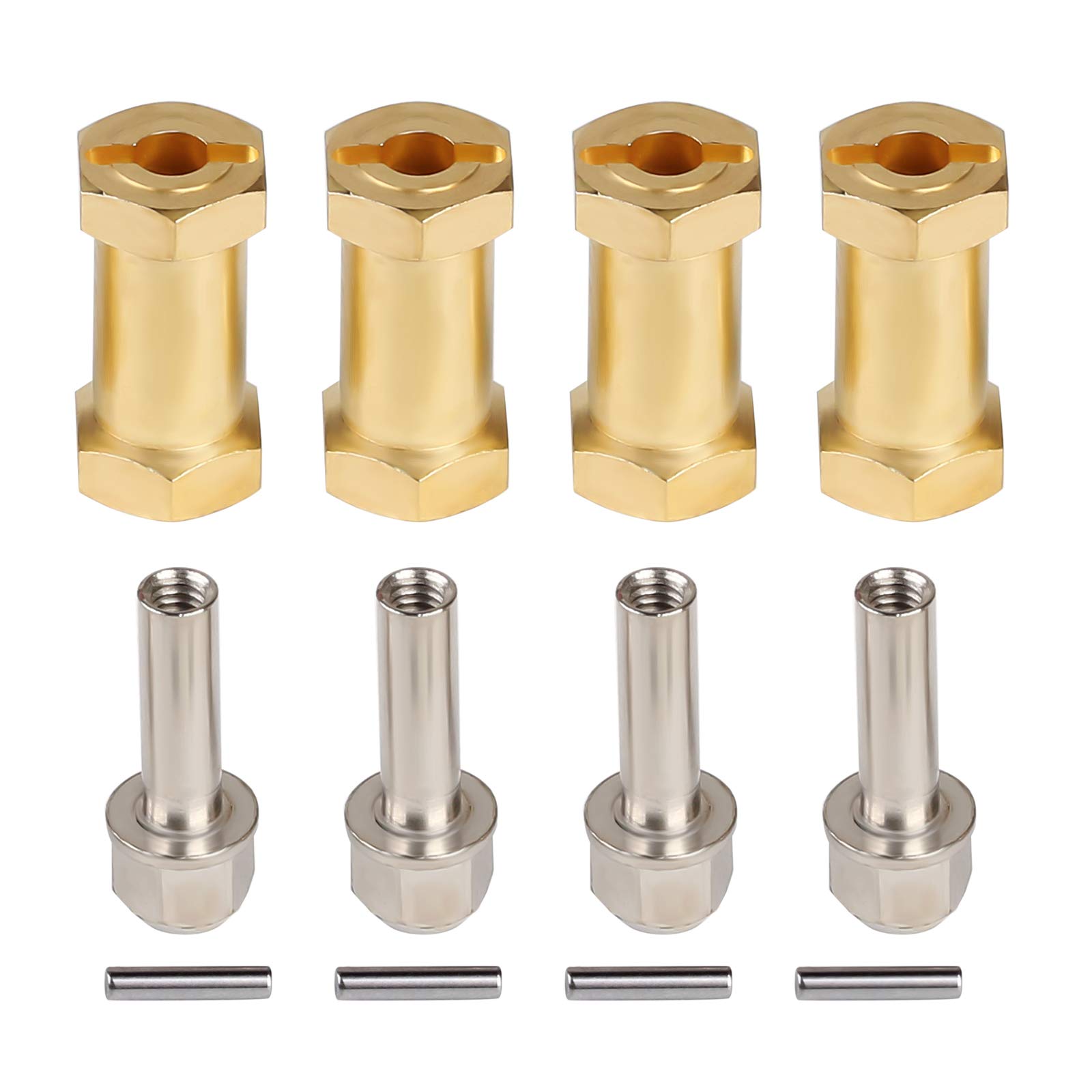 INJORA RC Hex Hub 12mm Brass Wheels Hex Hub Extension Hex Drive Adapter for 1/10 RC Crawler Axial SCX10 90046 D90 (25mm)