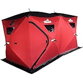 THUNDERBAY Ice Cube Series Pop-Up Hub-Style Ice Fishing Shelter, 68-112 Square Feet of Fishable Area, Portable 6-8 Person Ice