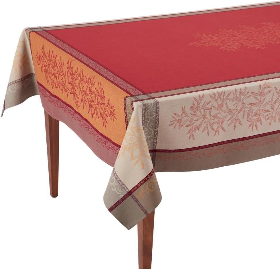 Occitan Imports Olive Rouge Jacquard French Tablecloth, 63 x 98 (6-8 People)