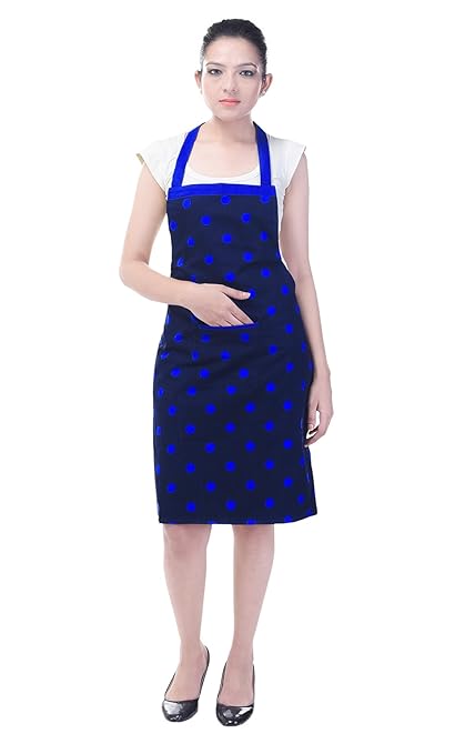 Switchon Cotton Waterproof Apron with Front Pocket (Blue, Free Size)