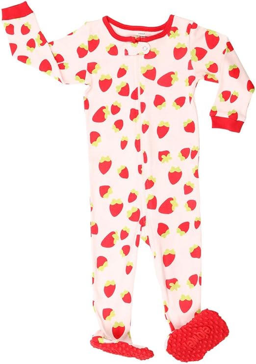 Elowel Baby Girls Footed Strawberry Pajama Sleeper 100