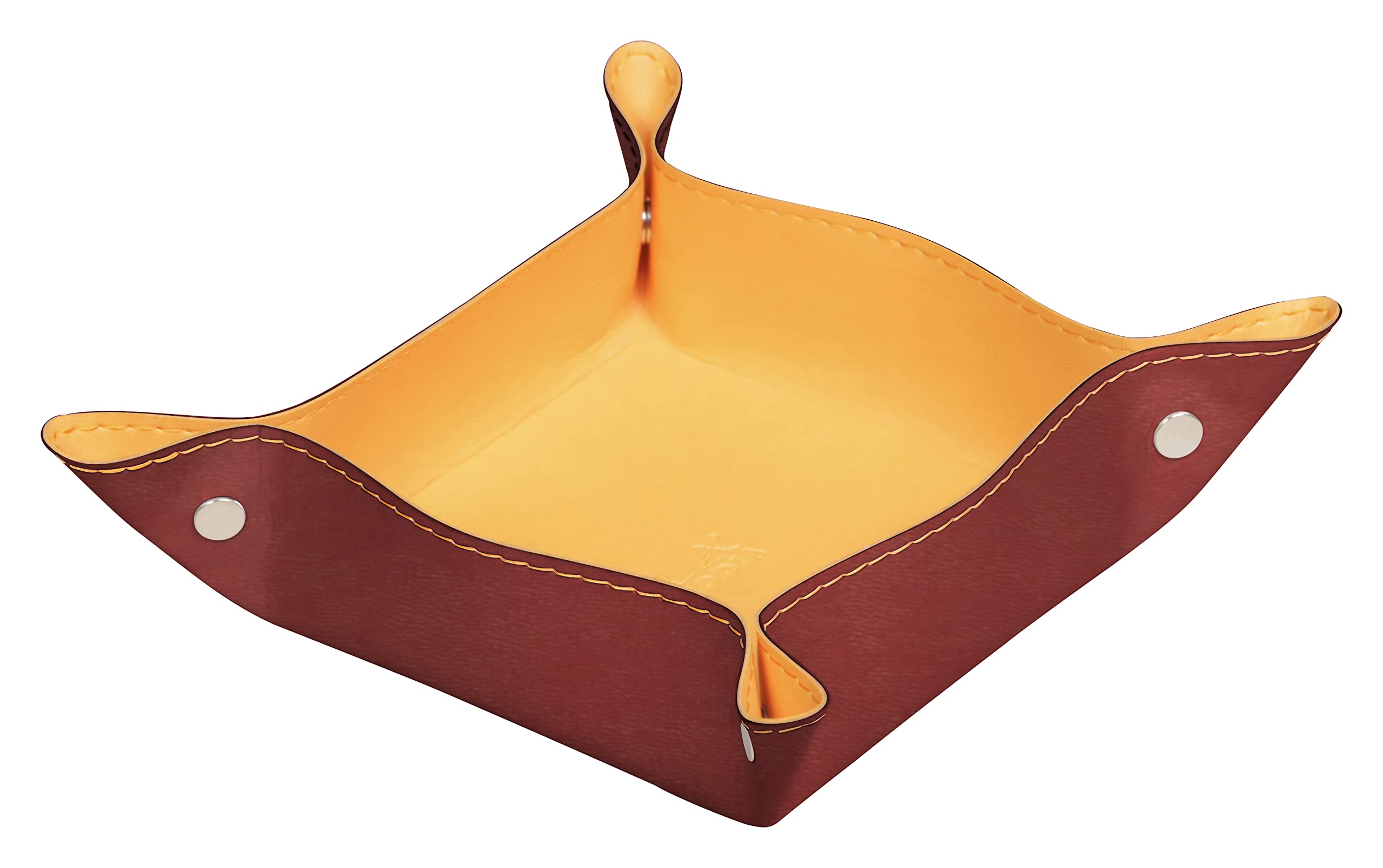 RHODIA 194588C - Nacarat Reversible Tidy Box - 12x12x4.5 cm - Orange Saddle Stitching, Magnetic Corners - Imitation Leather - Home Office Collection Rhodiarama - Office Organization & Designer Storage — image 1