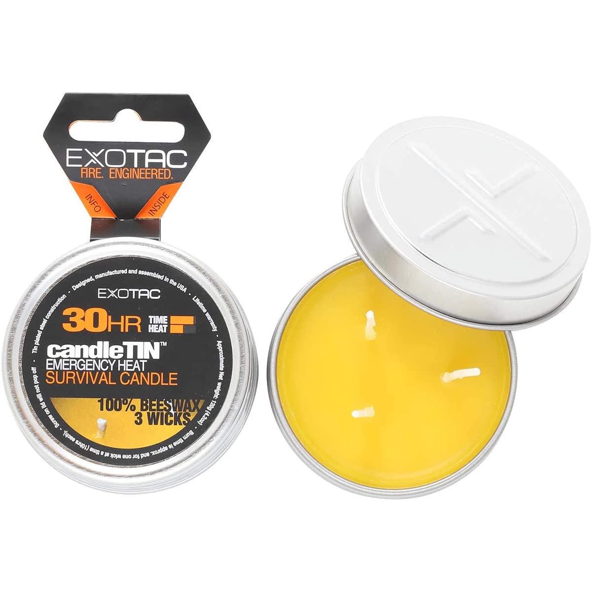 Exotac Men's Candletin Slow Burn Emergency Candle - Silver, Large