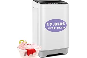 Nictemaw Portable Washing Machine 17.8Lbs Capacity 2.4 Cu.ft Portable Washer Machine with 10 Programs 8 Water Levels Mini Washing Machine for Apartments Dorms Rvs-Glass Cover