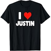 I Love Justin - Heart T-Shirt