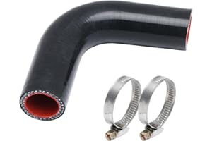 MAYSPARE Automotive universal silicone hose,90 Degree elbow,1" (25 mm) ID,3.5" (90 mm) leg length,0.2 inches (5 mm) wall thickness, reinforced design withstands up to 80 PSI pressure with 2PCS T-Bolt Clamps