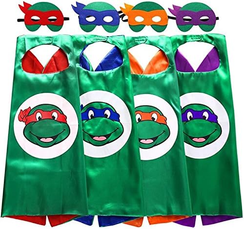 Sspent Superhero TMNT Cartoon Costume 4 Thermal Pransfer Satin Cape with Felt Mask
