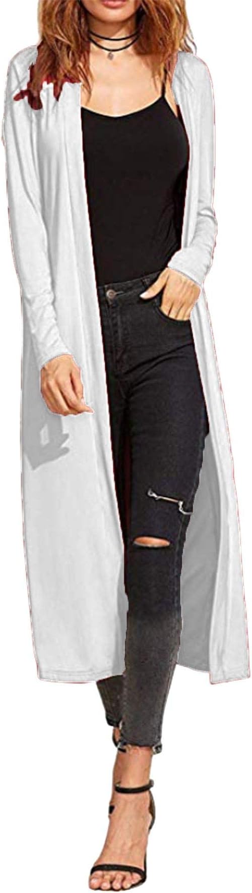 Re Tech UKLadies Womens Maxi Plus Size Long Cardigans for Women UK Collared Top Long Full Sleeve Floaty Women's Cardigans Coatigans Sizes 8-26