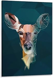 Arts Hand Painted Canvas Wall Art for Living Room Deer - Sketch Painting Modern Abstract Animal Pictures for Home Decoration Frame 12×08inch(30×20cm)