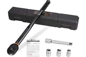 Torque Wrench, Lytool 1/2 Inch Drive Click Torque Wrench Set 10~150 Ft-Lb/13.6~203.5 Nm, with 3 Sockets (17/19/21mm) and 1 Ex