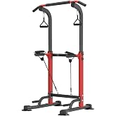 Trlakepreble Power Tower Pull Up Dip Station Adjustable Height 330lbs Home | Space-Saving Design,Easy to Assemble,Pull-Ups,Dips,Push-Ups,Strength Training,Improving Posture,Fits Users Under 6 FT