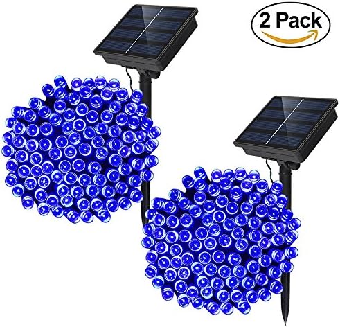 Dolucky Solar Christmas Lights, 72ft 2-Pack Solar Christmas Lights Outdoor Waterproof, 8Modes Solar Lights String Waterproof Outdoor for Balcony Wedding Yard Fence Holiday Party Decor(Blue, 200Led)