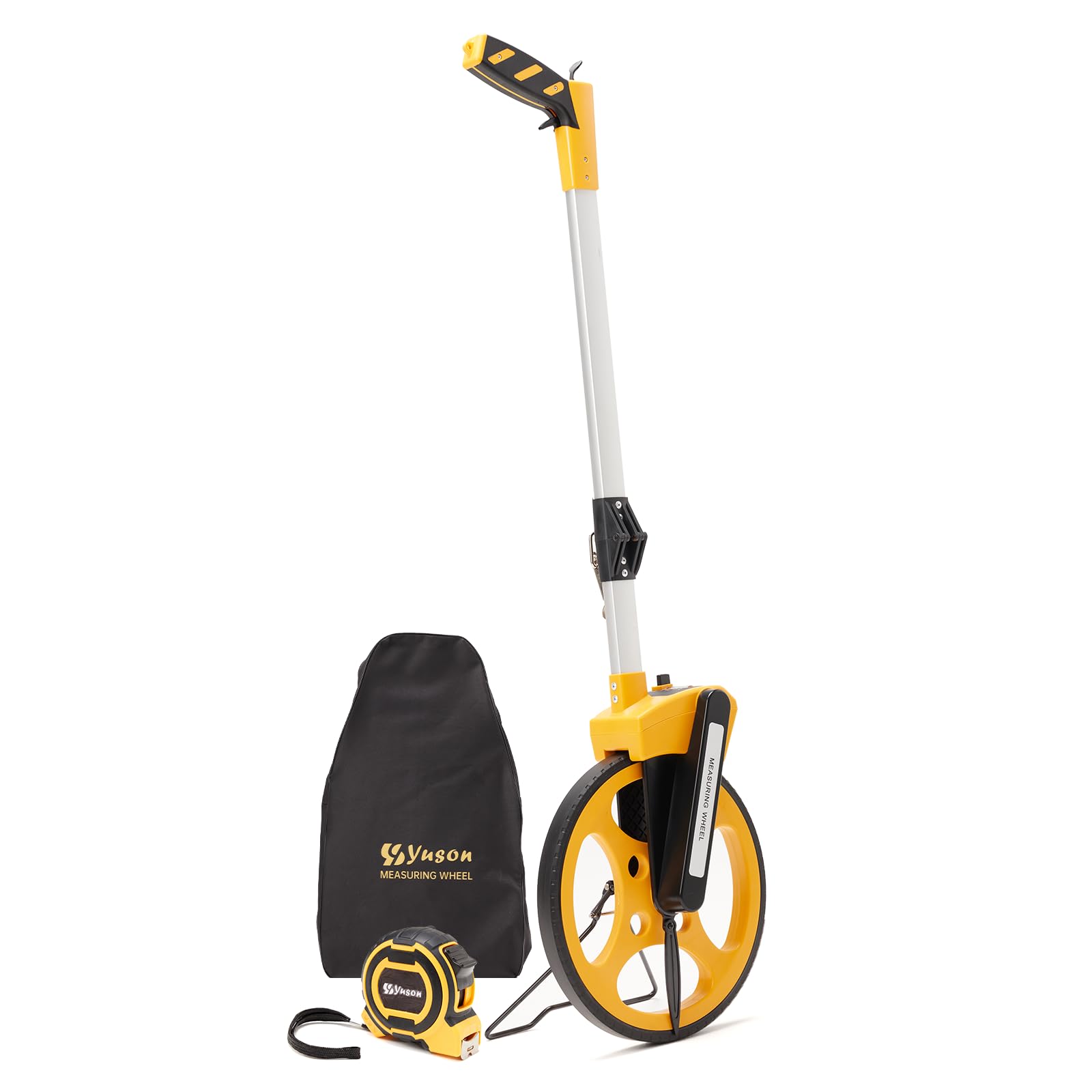 Photo 1 of *POSSIBLY FOR PARTS/DAMAGED/ BRAKE WORKS BUT LOCK FOR BRAKE DOES NOT, EXTRA TAPE MEASURE INCLUDED * Measuring Wheel With Handle Reset & Brake, Rolling Measuring Wheel in Feet for Construction, Survey, Collapsible Measure Wheel with Tape Measure and Canvas