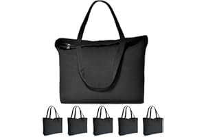 Canvas Totes with Zipper, KOOLMOX 12oz Heavy Duty Cotton Canvas Tote Bag with Handles