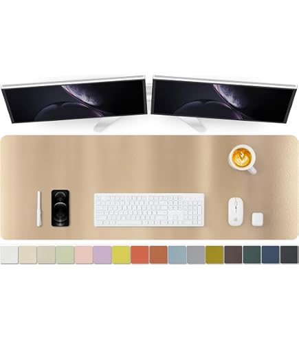 Bloss White Leather Desk Mat – Waterproof, Non‑Slip, 27.6 X 13.8 Inch Desk Protector - View #5