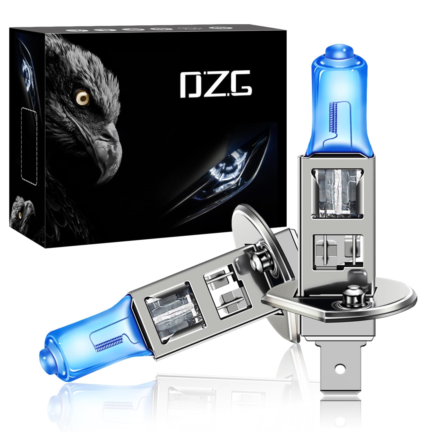 DZG - H1 Halogen Bulbs - 55W 5000K Super Bright White Headlight 12V Auto Lamps Fog Light DRL, 2 Pieces