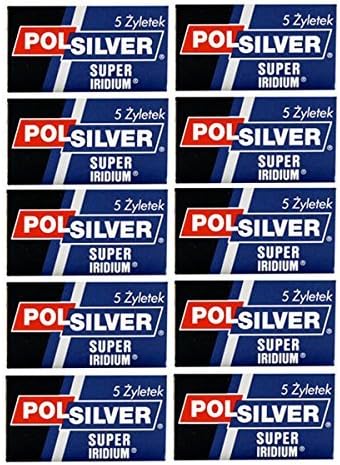 Super Iridium Double Edge Razor Blades 50 Pack 50 by Polsilver by Polsilver