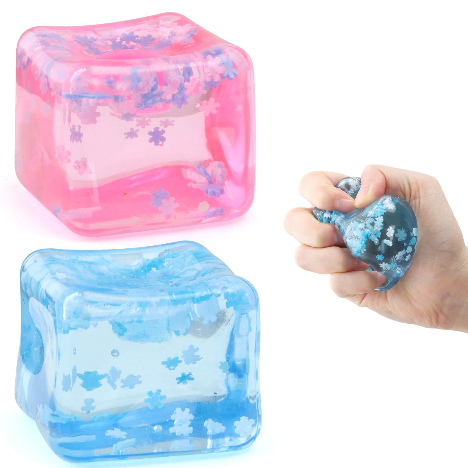 Photo 1 of **PINK ONLY**Chridark Ice Cube Fidget Toy for All Ages: 2 Pack Sensory Squishy Fidget Toys, Square Stress Balls, Classroom Prizes, Anxiety Relief Stress Cube Gift for Kids Teens Adults