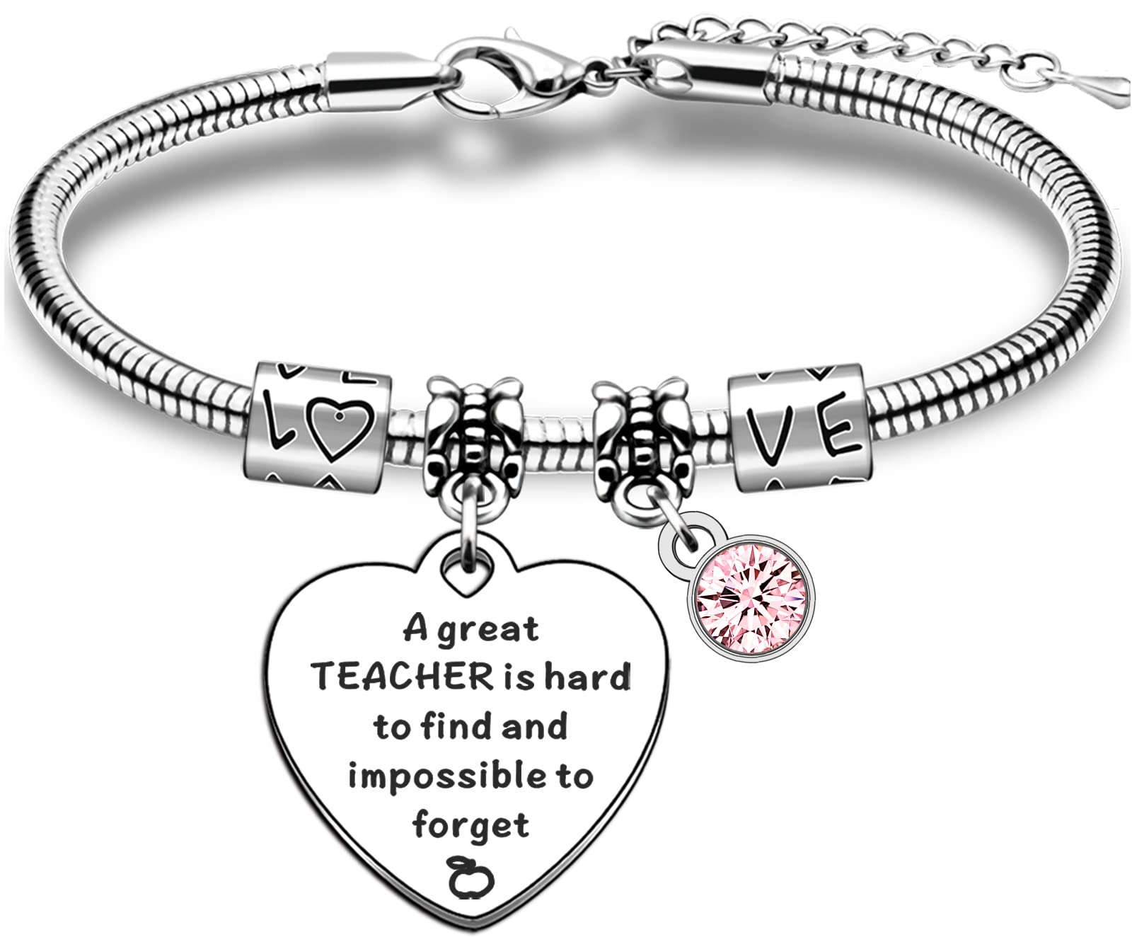 TTOVEN Teacher Appreciation Gifts Teacher Bracelet Teachers Thank You Gift Charm Apple Bracelets Teahcers Day Appreciation Jewellery A Great Teacher Is Hard To Find