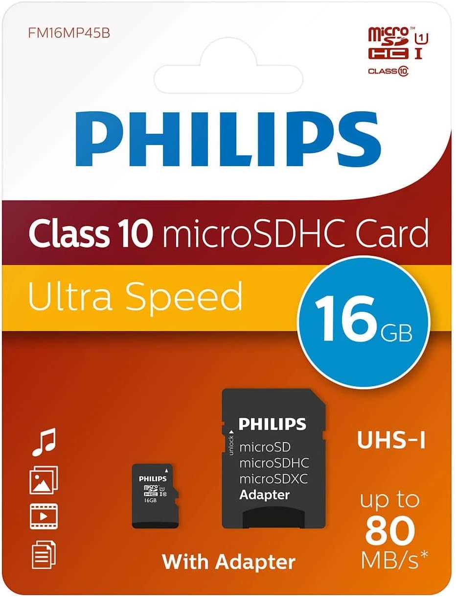 Philips 16 GB Micro SDHC Class 10 Memory Card with Adapter