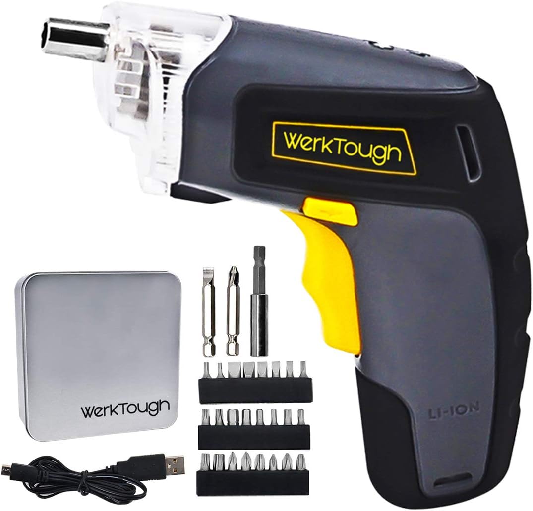 Werktough Cordless Screwdriver 3.6/4V Lion Battery USB Plug Drill Driver Home Repair Rechargeable Tool Kit With LED Light Gift Box Tool Set