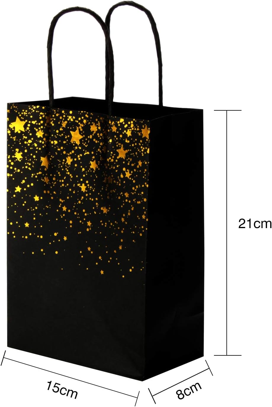 24 Pack Paper Party Bags,Kraft Paper Party Bags with Handles for Birthday,Business,Boutique,Wedding and Party Celebrations(Black Star) - Image 4