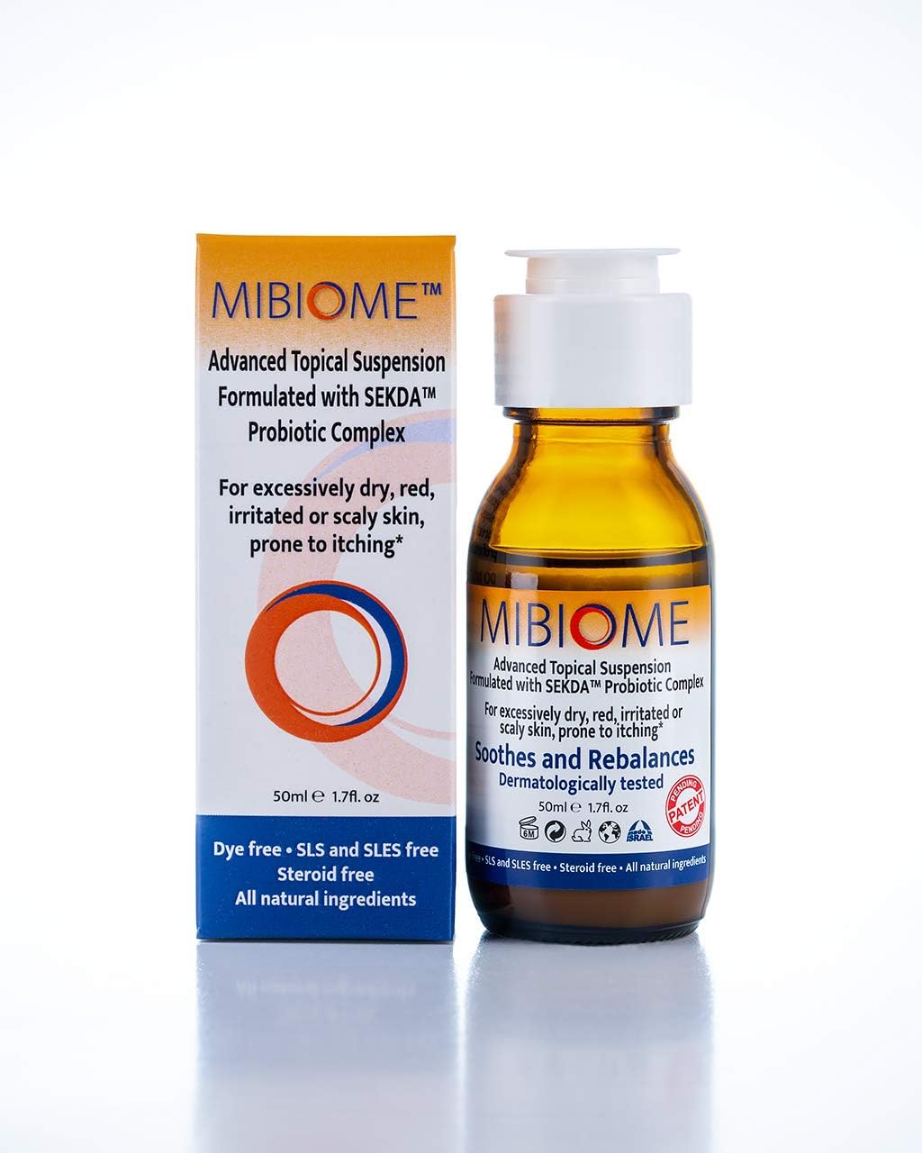 MiBiome Natural Topical Suspension Psoriasis Treatment – DYE-Free & Steroids Free - Formulated with SEKDA Probiotic Complex - Fast Eczema Treatment & Itch Relief - Over 80% satisfied Patients - 50ml