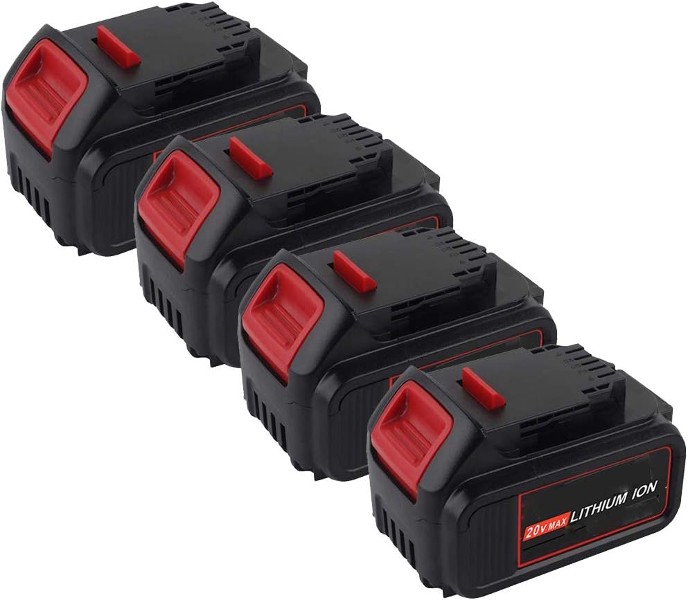 4 Pack 20V 4000mAh DCB200 Lithium Replacement Battery for Dewalt 20 Volts Battery DCB201 DCB203 DCB204 DCB205 DCB205-2 DCB206 DCB181 DCB180 DCD/DCF/DCG/DCS Tool