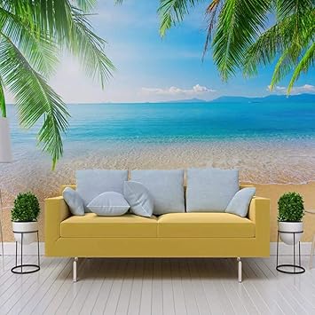 YiShuQiang Wallpaper Fototapeten Küsten-Strand verlässt Meerwasser-Landschaftswand Wandbilder Wohnzimmer Schlafzimmer Büro Fl
