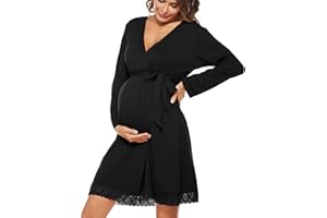 SWOMOG Women's Maternity Nursing Robe Pregnancy Breastfeeding Bathrobes 3 in 1 Labor Delivery Nightgowns