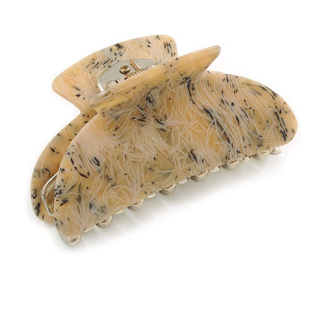 80mm Across/Medium Light Caramel/Golden Marble Effect Acrylic Hair Claw/Hair Clamp