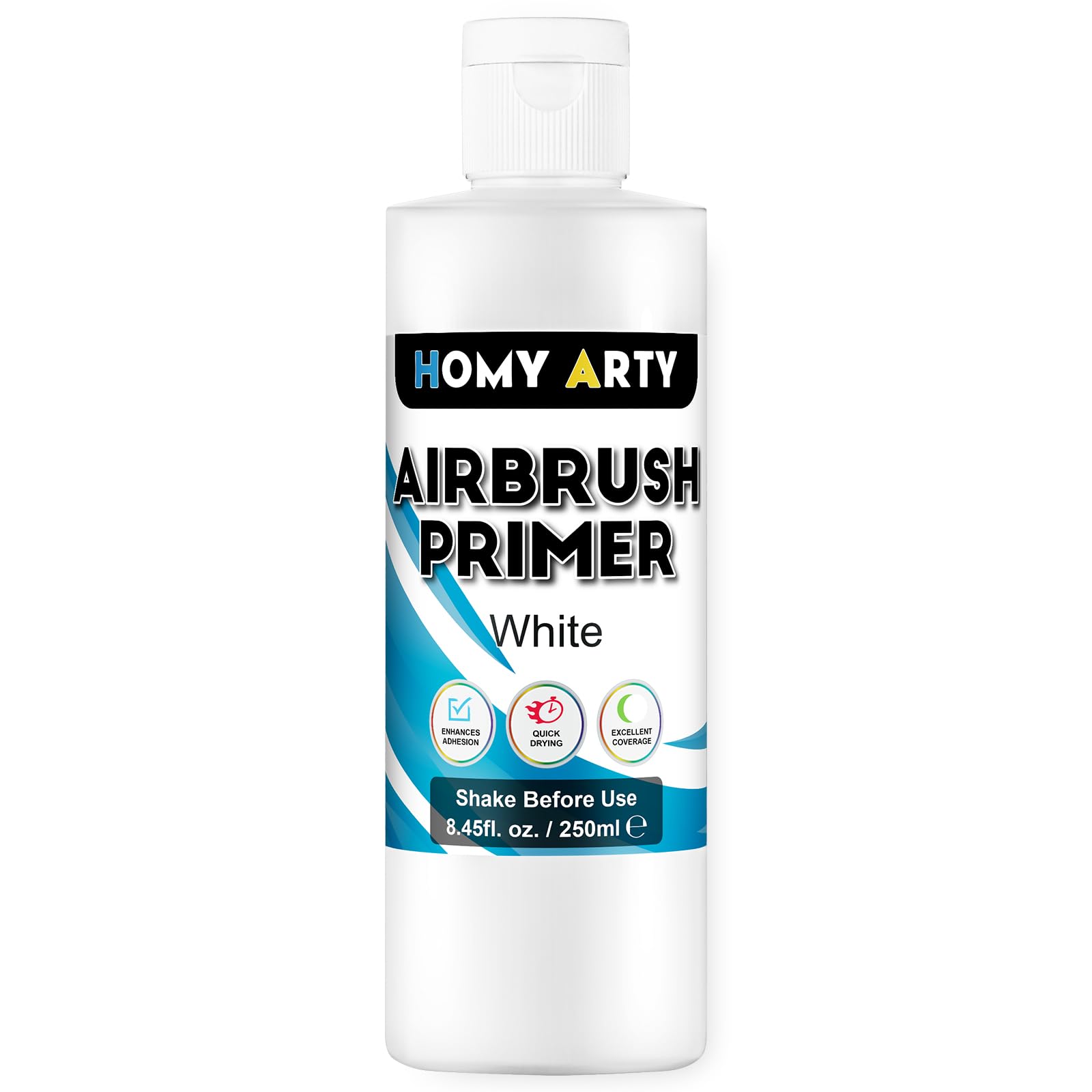 HOMY ARTY Airbrush Primer - White Acrylic Primer for Airbrush, 250 ml Quick-Drying Matte Finish Primer Paint, Ideal for Airbrush Paint with Excellent Adhesion to Plastic Models, Metal, Canvas