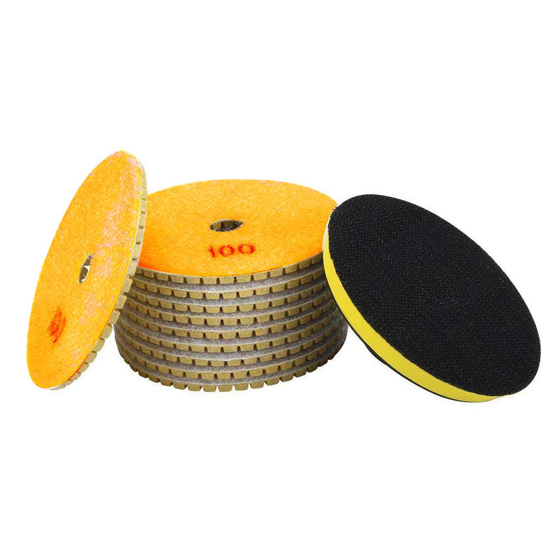 ZXHAO 4 inch Grit 100 Wet Diamond Granite Polishing Pads (10+1) pcs