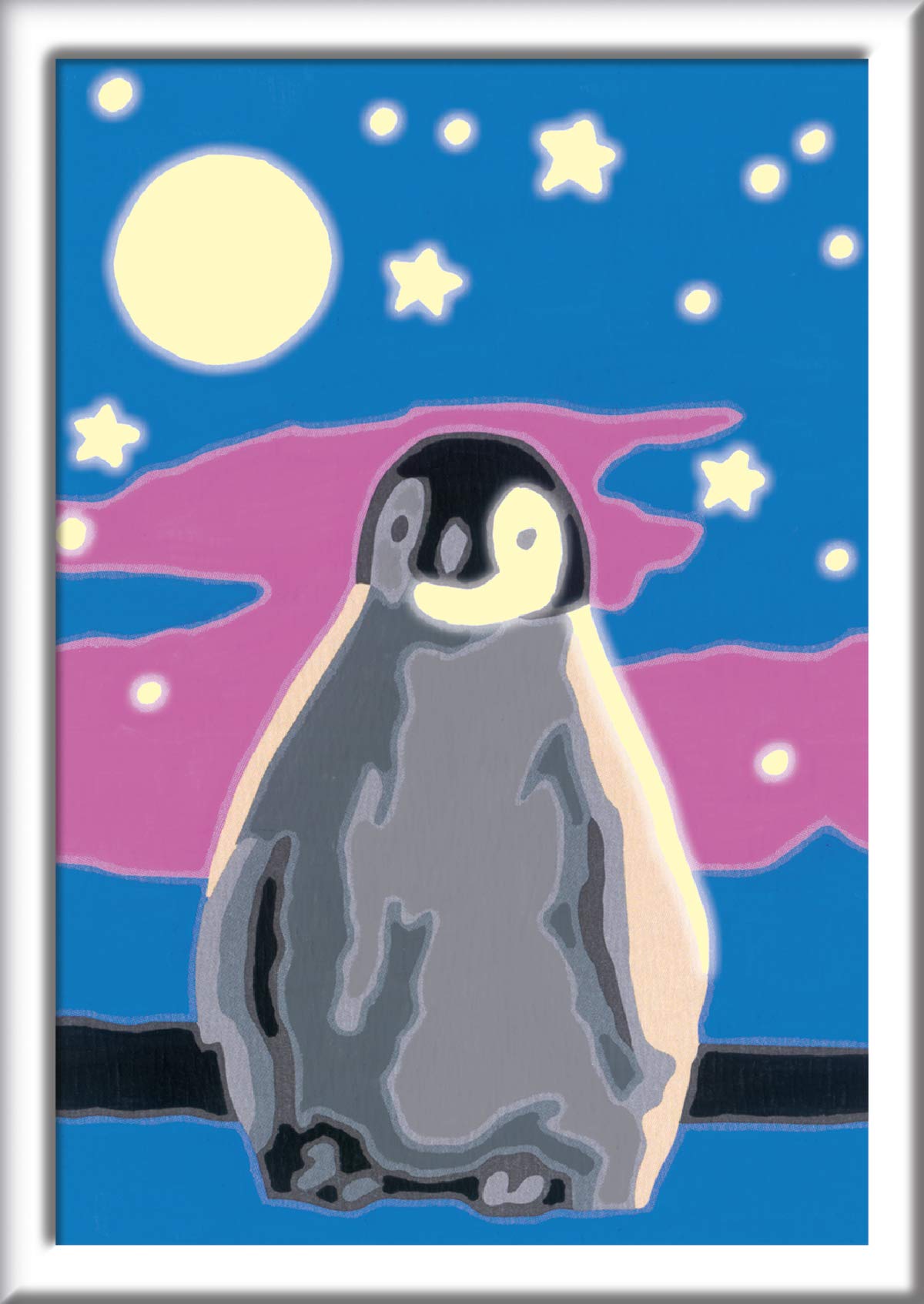 Ravensburger CreArt 28775 Little Penguin Painting by Numbers from 7 Years, Painting Set with Frame, Brush and Acrylic Paints, Gift for Girls and Boys, Glow in the Dark