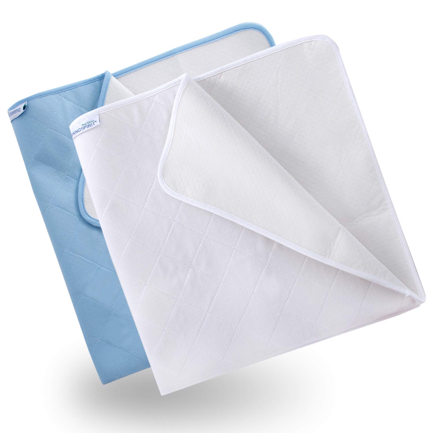 Washable Waterproof Incontinence Bed Pads 2 Pack (86x92cm) for Protection，Reusable Incontinence Bed Mats, Blue&white