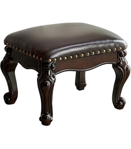 Amazon.com: LEILISI Small Footstool Brown Leather Ottoman,Vintage