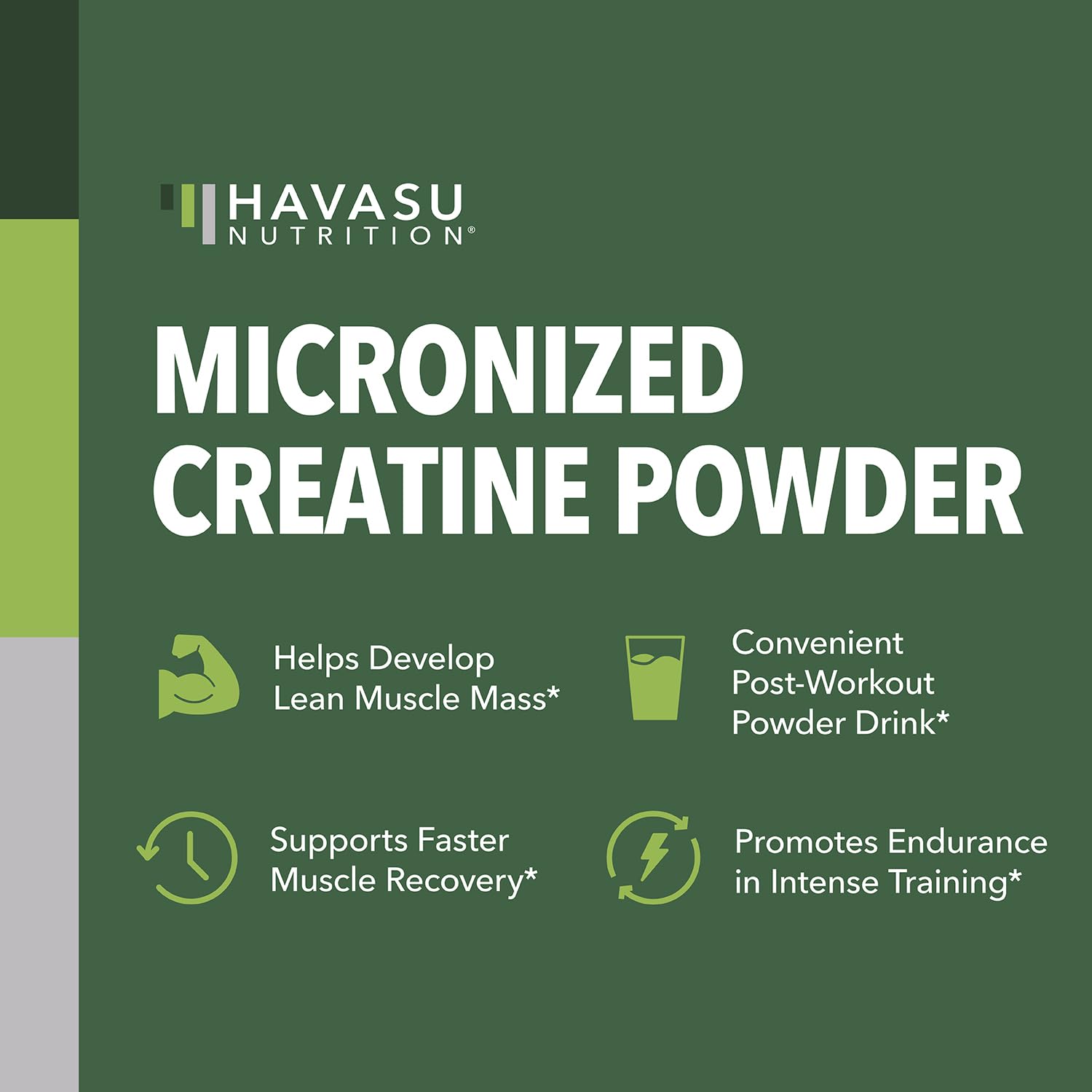 Micronized Creatine Monohydrate Powder - 5g Unflavored Post-Workout Recovery for Lean Muscle Mass, Endurance, and Energy Production - Easy-to-Mix - Vegan, Non-GMO, Gluten-Free - 60 Servings