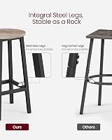 VASAGLE Bar Stools Set of 2 Greige Black Metal Frame Footrest 32x65 cm view 9