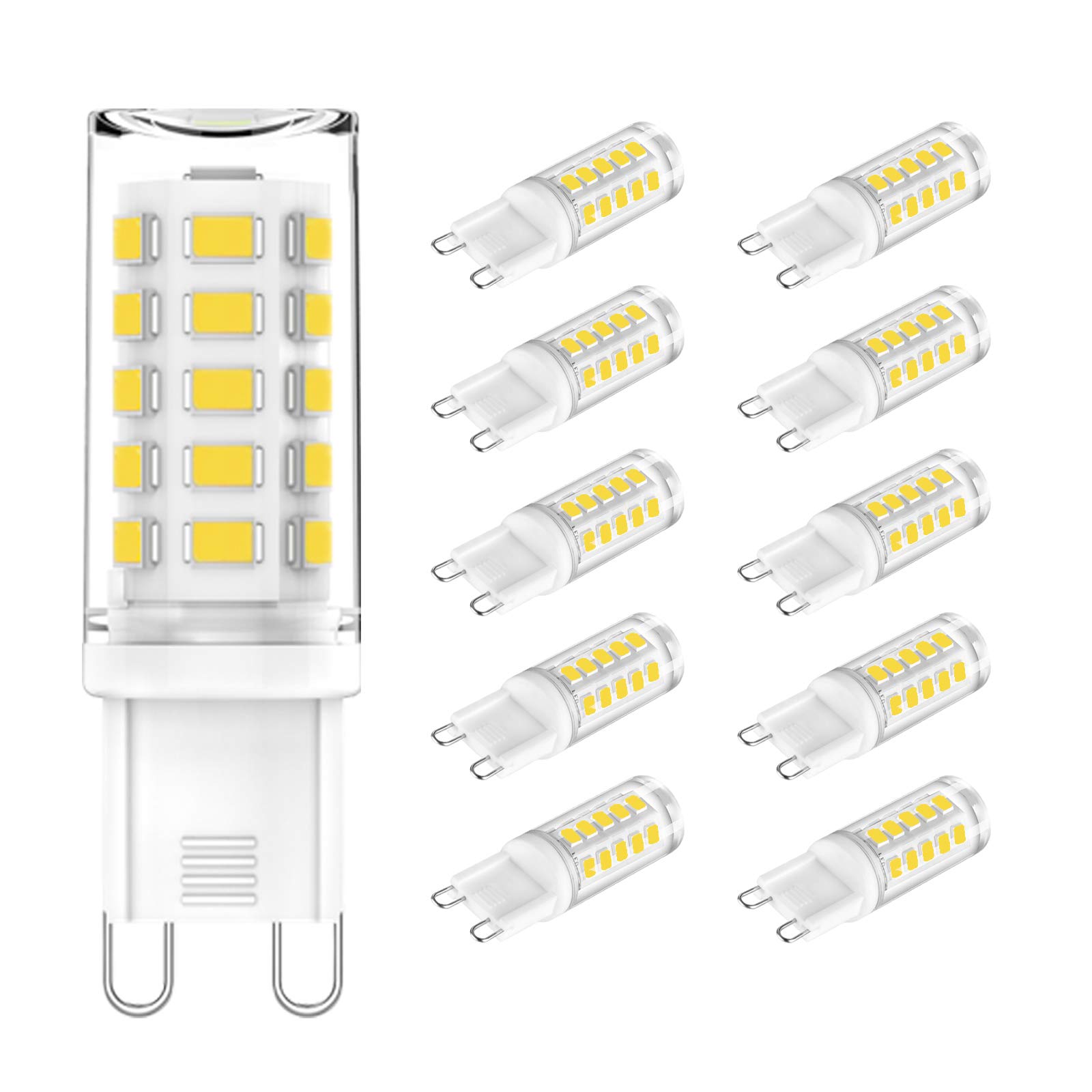 CHEERBEE G9 LED Bulbs Natural White 4000K, 3W Light Bulb, 28W 33W 40W Halogen Equivalent, AC 220-240V, 480LM, CRI>80, Mini G9 Capsule LED Bulb for Chandelier, No Flicker, Non-dimmable, 10 Pack