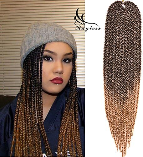 Mayloss 18" BOX Braids Crochet Hair Extension Jumbo Box Twist Hair For Black Women 6 Pack 660g