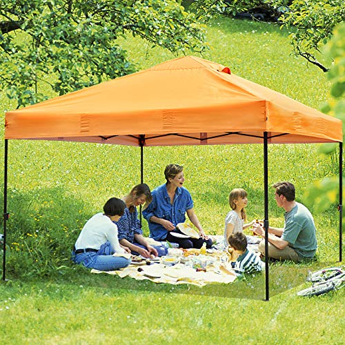 kdgarden 10' x 10' Easy Pop Up Canopy Portable Instant Canopy Shelter for Outdoor Party and Commercial Use, 300D Silver Coated UV Canopy Tent with Wheeled Carry Bag, Orange - Thumbnail 7