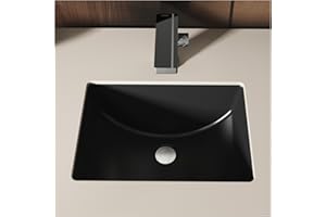 MEJE #202H -18 Inch Undermount Rectangle Bathroom Sink, Porcelain Ceramic Vanity Undermount Sink, Matte Black