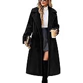 Yusongirl Women Fleece Long Coat Sherpa Cardigan Lapel Trench Jacket Oversized Button Faux Fur Fall Winter Outfit with Pocket