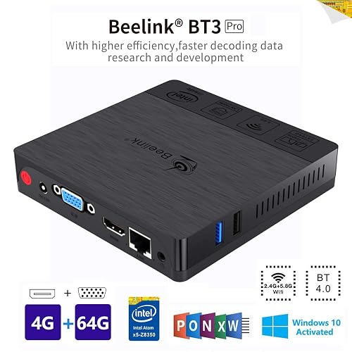 Beelink BT3PRO II Mini PC Ordenador de Sobremesa Soporte Windows 10 con Puertos HDMI VGA Procesador Intel Atom X5 Z8350 4GB 64GB WiFi de Banda Dual 2 4G 5G 4K BT 4 0 LAN de 1000 Mbps
