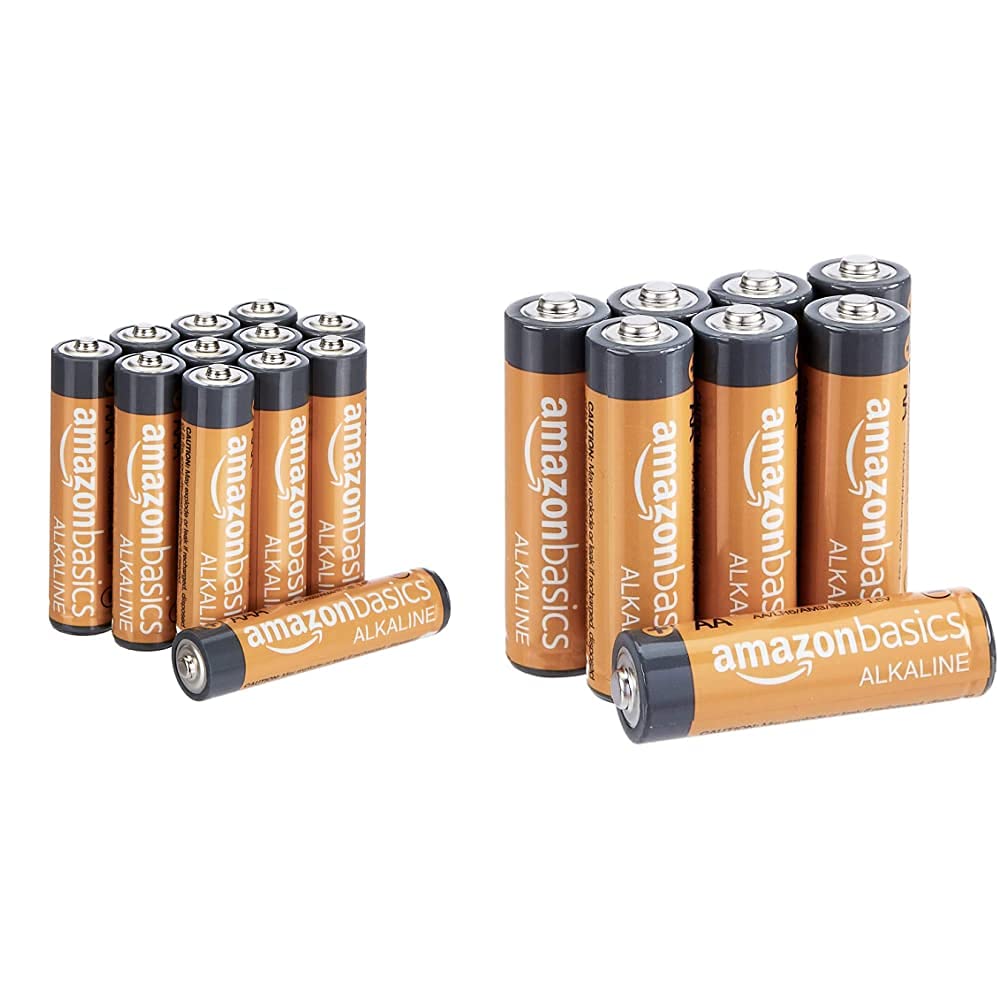 Amazon Basics AAA Performance Alkaline Batteries (12-Pack) - Packaging May Vary & AA Performance Alkaline Batteries [Pack of 8] - Packaging May Vary