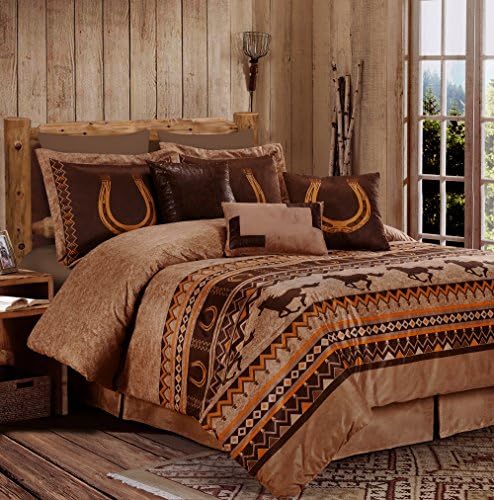 Western-themed polyester comforter set with pillow shams, valued at $85.82.