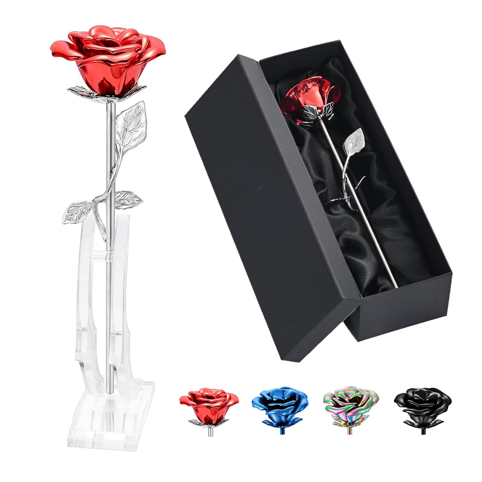 QGJNSGC Rose Flower Keepsake Urns for Human Ashes Memorial Urn Locket Long Stem Colourful Roseflower Cremation Urns Funeral Urn for Pet Ashes Cremation Keepsake for Cat Dog Ashes Roseflower Ornaments